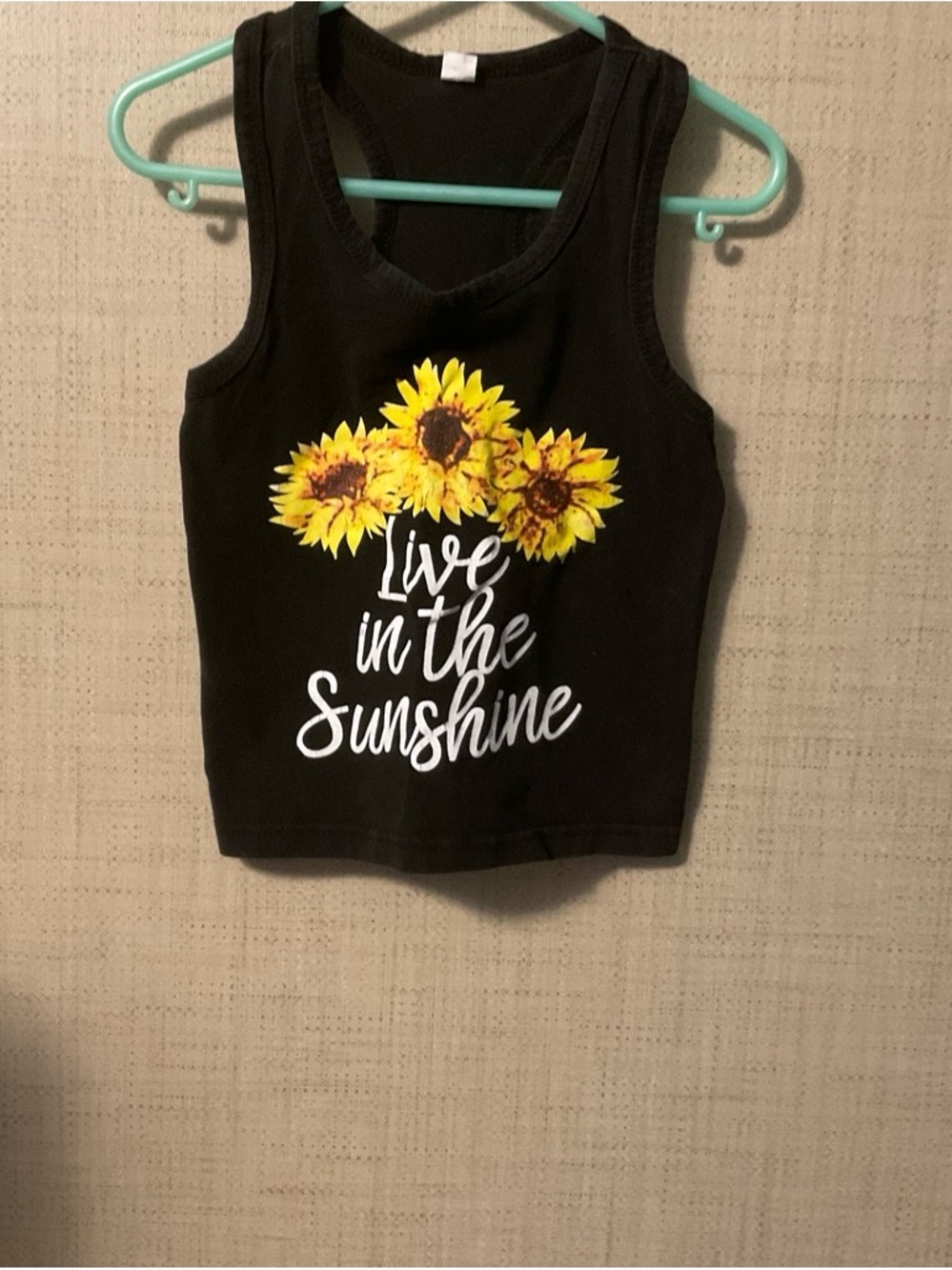 Girls Black Sunflower Graphic Tank Top - Live in the Sunshine